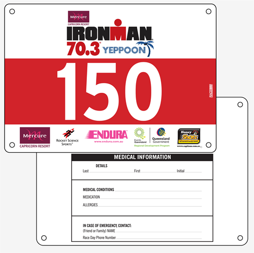 Show details for Full Colour Front, Black and White Reverse Race Bibs