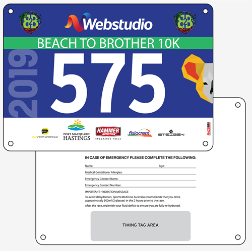 Show details for Full Colour Front, Black and White Reverse Race Bibs