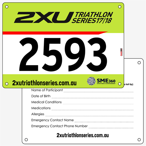 Show details for Full Colour Front, Black and White Reverse Race Bibs