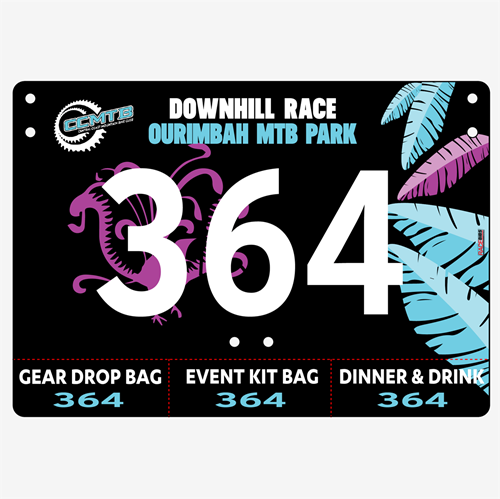 Show details for Full Colour Front, Black and White Reverse Economical Race Numbers with Tear off Tags