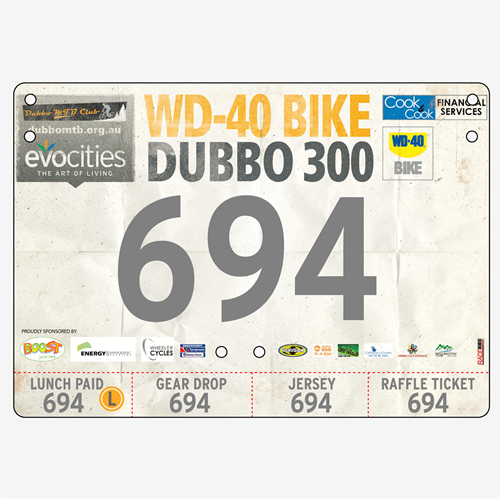 Show details for Full Colour Front, Black and White Reverse Economical Race Numbers with Tear off Tags