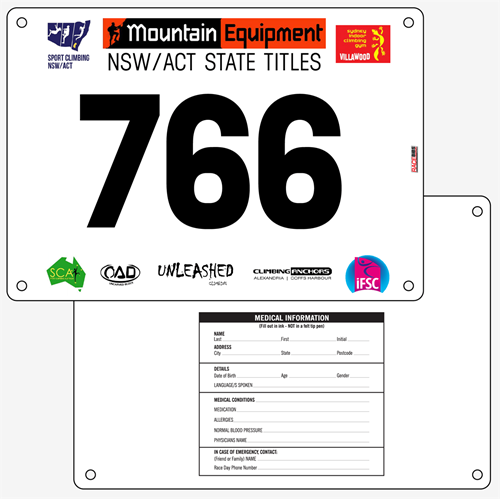 Show details for Full Colour Front, Black and White Reverse Race Bibs