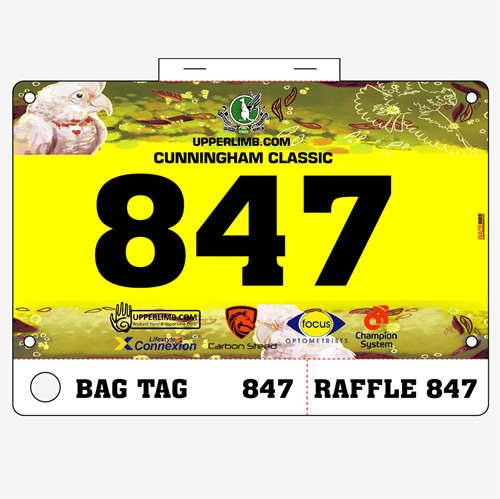 Show details for Full Colour Front, Black and White Reverse Race Bibs with Tear off Tags