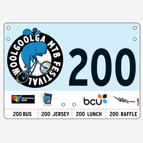 Show details for Full Colour Two Sided Economical Race Numbers with Tear off Tags