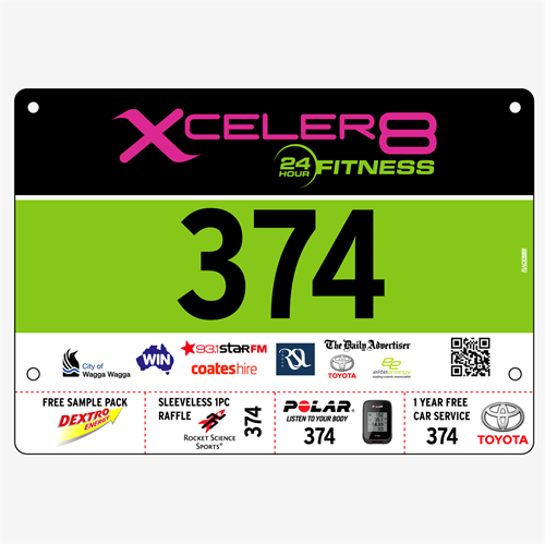 Show details for Full Colour Front, Black and White Reverse Race Bibs with Tear off Tags