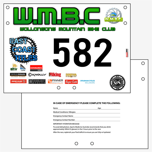 Show details for Full Colour Front, Black and White Reverse Economical Race Numbers