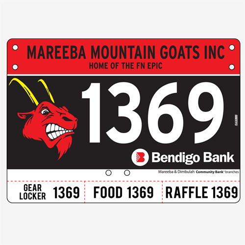Show details for Full Colour One Sided Economical Race Numbers with Tear off Tags