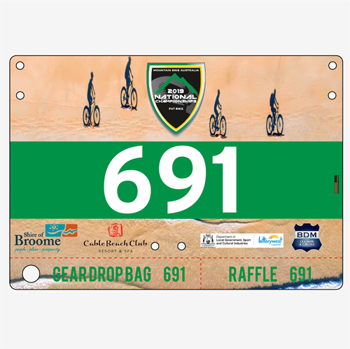 Show details for Full Colour Front, Black and White Reverse Economical Race Numbers with Tear off Tags