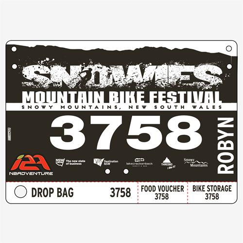 Show details for Full Colour Front, Black and White Reverse Economical Race Numbers with Tear off Tags