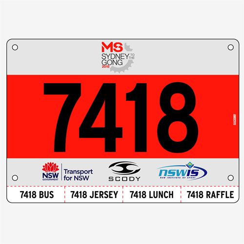 Show details for Full Colour Front, Black and White Reverse Race Bibs with Tear off Tags