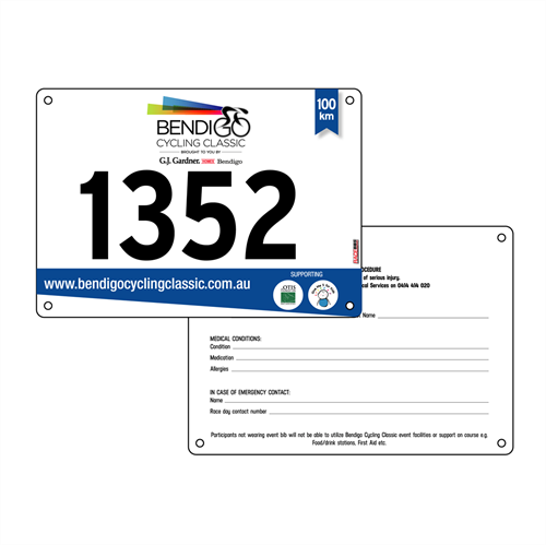 Show details for Full Colour Front, Black and White Reverse Race Bibs