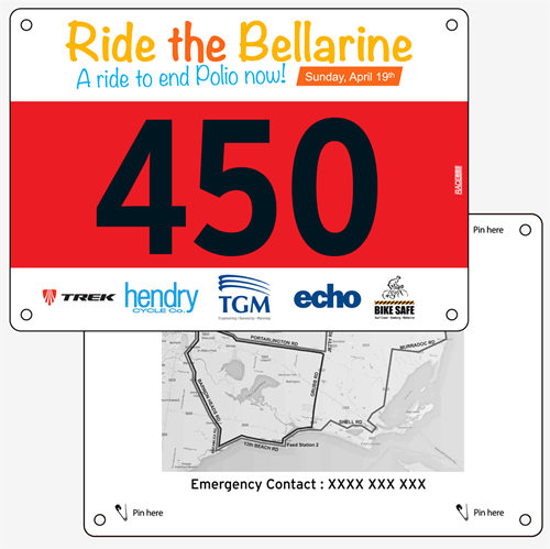 Show details for Full Colour Front, Black and White Reverse Race Bibs
