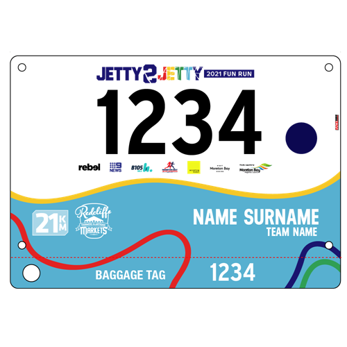 Show details for Full Colour Front, Black and White Reverse Race Bibs with Tear off Tags