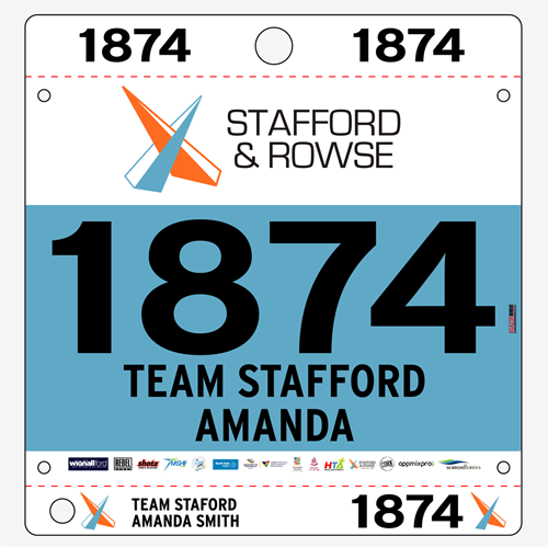 Show details for Full Colour Front, Black and White Reverse Race Bibs with Tear off Tags