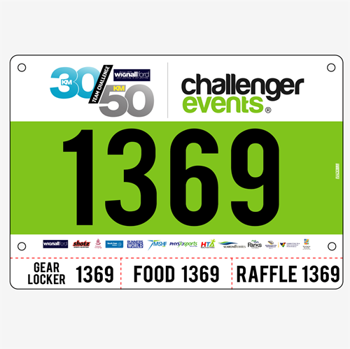Show details for Full Colour Front, Black and White Reverse Race Bibs with Tear off Tags