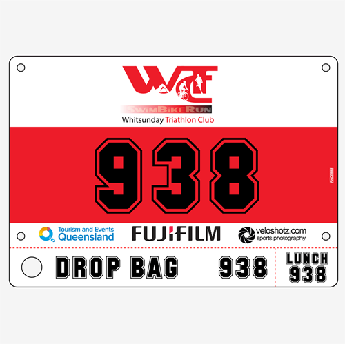 Show details for Full Colour Front, Black and White Reverse Race Bibs with Tear off Tags