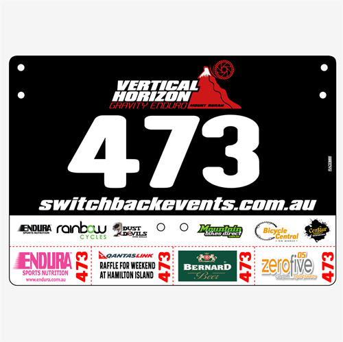 Show details for Full Colour One Sided Economical Race Numbers with Tear off Tags