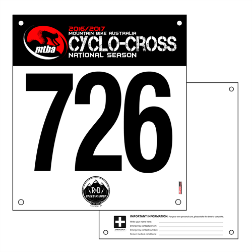 Picture of Full Colour Front, Black and White Reverse UCI Race Bibs