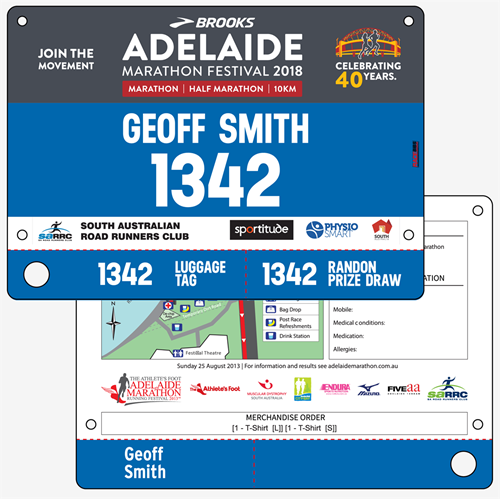 Show details for Full Colour Two Sided Race Bibs with Tear off Tags