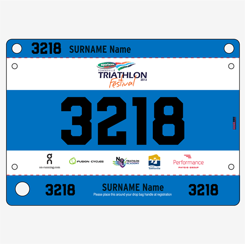 Show details for Full Colour Front, Black and White Reverse Race Bibs with Tear off Tags