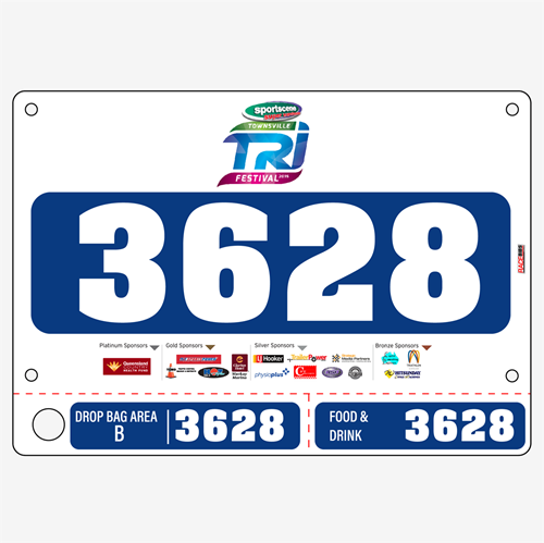 Show details for Full Colour Front, Black and White Reverse Race Bibs with Tear off Tags
