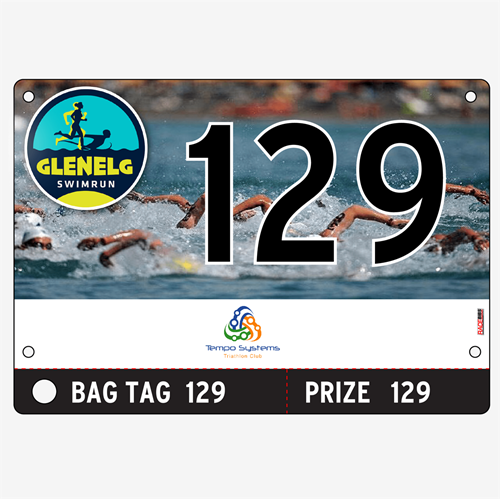 Show details for Full Colour Front, Black and White Reverse Race Bibs with Tear off Tags