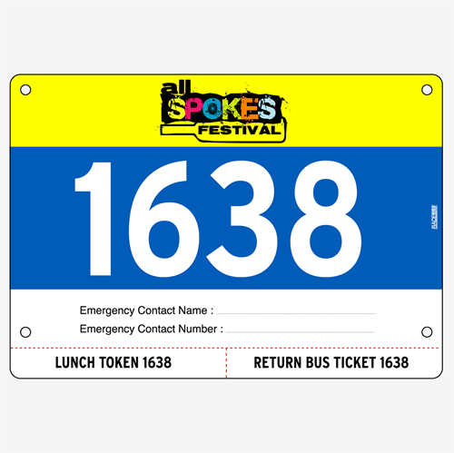 Show details for Full Colour Front, Black and White Reverse Race Bibs with Tear off Tags