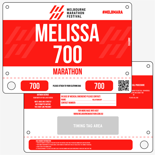 Show details for Full Colour Two Sided Race Bibs with Tear off Tags