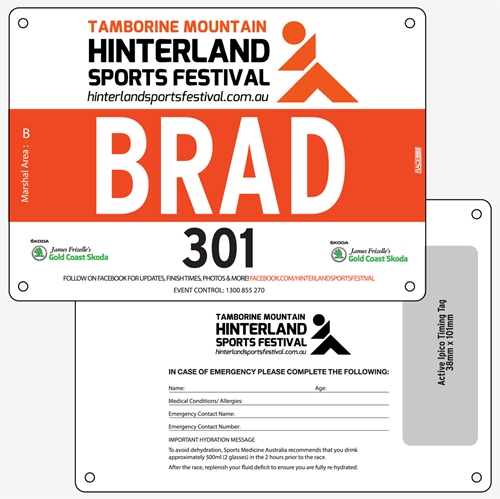 Show details for Full Colour Front, Black and White Reverse Race Bibs