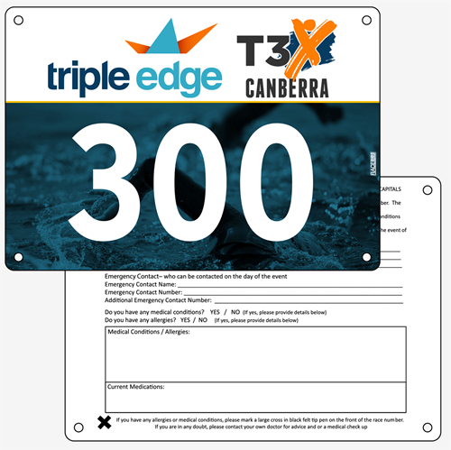 Show details for Full Colour Front, Black and White Reverse Race Bibs