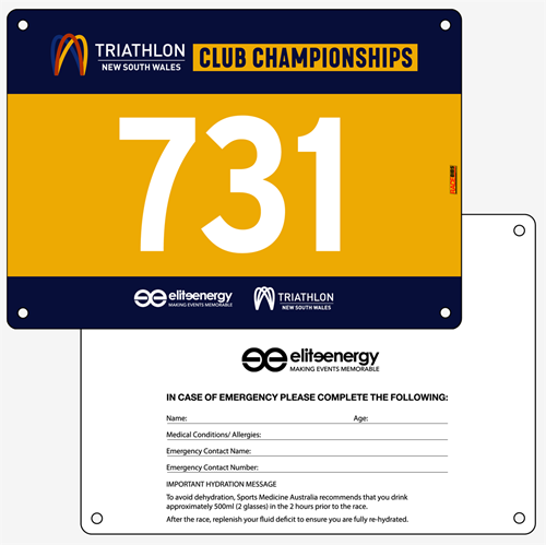 Show details for Full Colour Front, Black and White Reverse Race Bibs