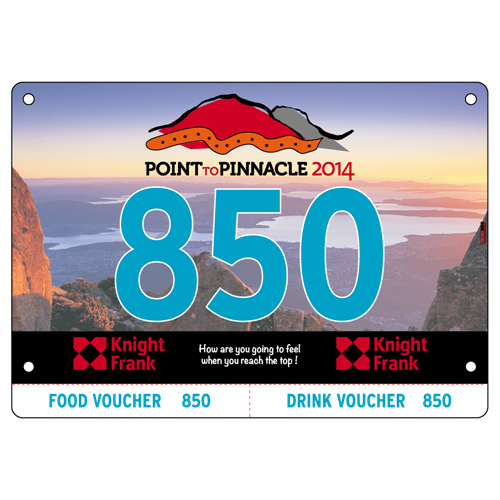 Show details for Full Colour Front, Black and White Reverse Race Bibs with Tear off Tags