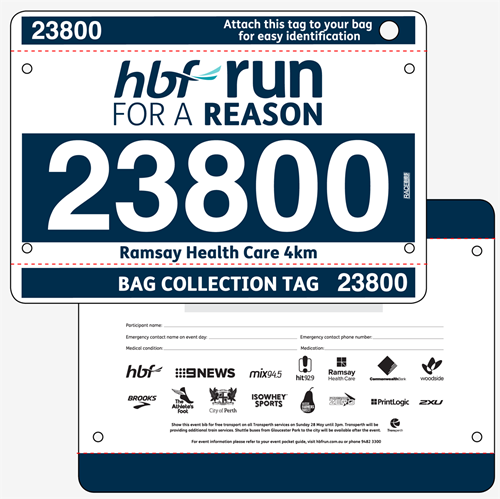 Show details for Full Colour Two Sided Race Bibs with Tear off Tags