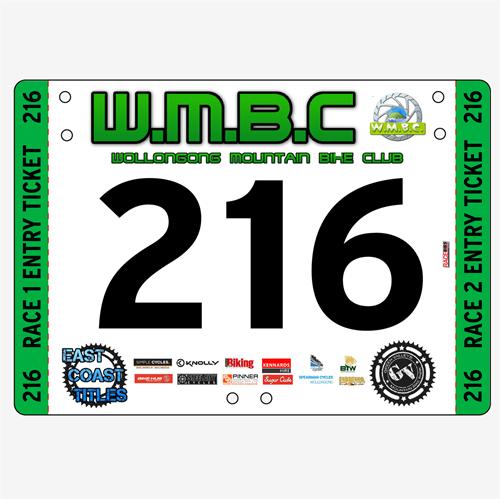 Show details for Full Colour Front, Black and White Reverse Economical Race Numbers with Tear off Tags
