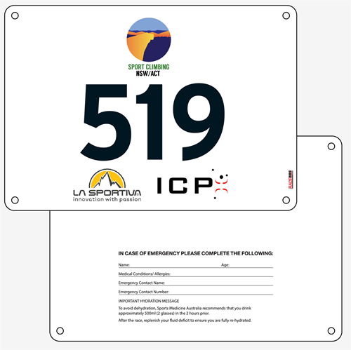 Show details for Full Colour Front, Black and White Reverse Race Bibs