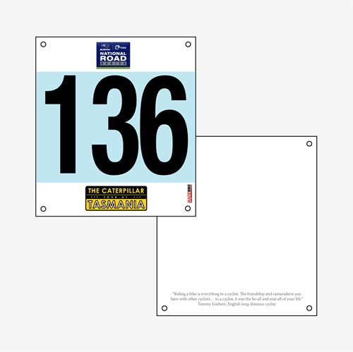 Show details for Full Colour Front, Black and White Reverse UCI Race Bibs
