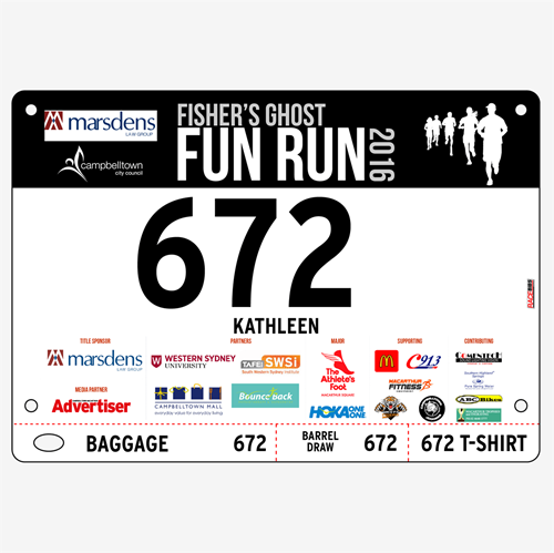 Show details for Full Colour One Sided Race Bibs with Tear off Tags