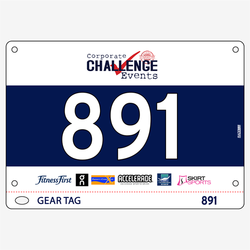 Show details for Full Colour Front, Black and White Reverse Race Bibs with Tear off Tags