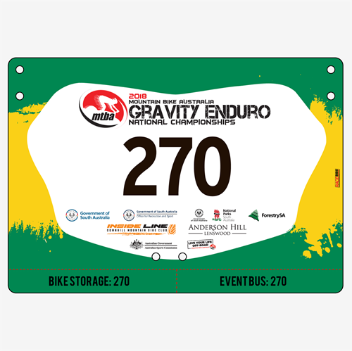 Show details for Full Colour Front, Black and White Reverse Economical Race Numbers with Tear off Tags