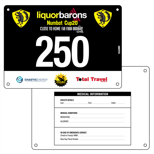 Show details for Full Colour Front, Black and White Reverse Race Bibs