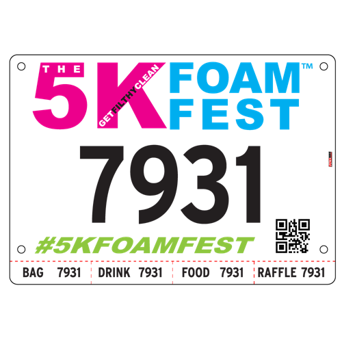 Show details for Full Colour Front, Black and White Reverse Race Bibs with Tear off Tags