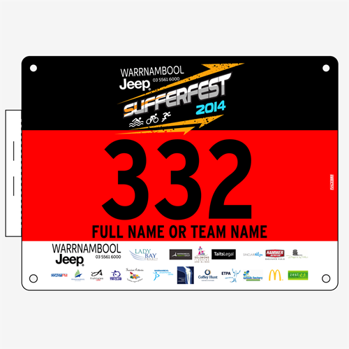 Show details for Full Colour Front, Black and White Reverse Race Bibs with Tear off Tags