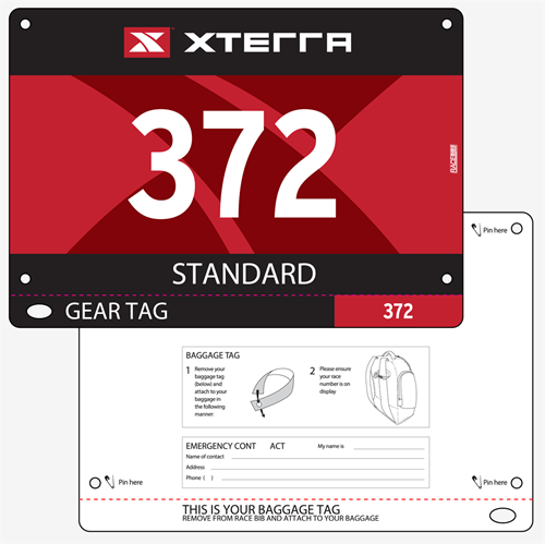 Show details for Full Colour Front, Black and White Reverse Race Bibs with Tear off Tags