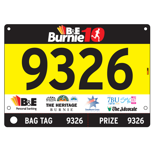 Show details for Full Colour Front, Black and White Reverse Race Bibs with Tear off Tags