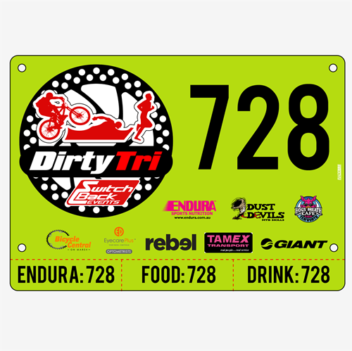 Show details for Full Colour Front, Black and White Reverse Race Bibs with Tear off Tags